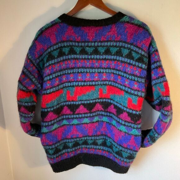 Vintage Icelandic Design 100% Wool Geometric Cardigan M/L - Picture 5 of 16